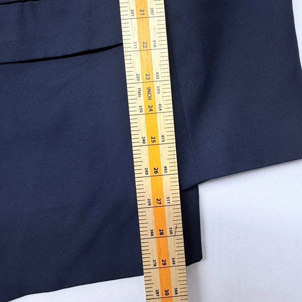 Van Heusen Mens Navy Blue Two Button Suit Jacket Blazer 42L Solid Professional